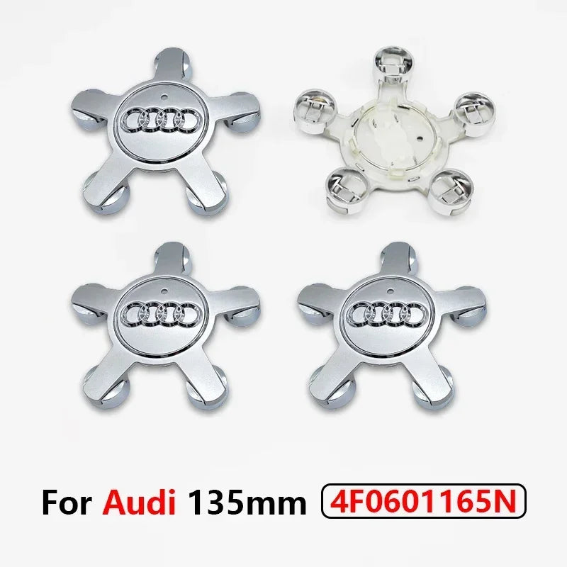 4pcs Audi 135MM Car Hub Caps 8R0601165 4F0601165 For A4 A5 A6 A7 Q3 Q5 A3 S5 Accessories Auto Wheel Center Cap Hubcap Rim Covers