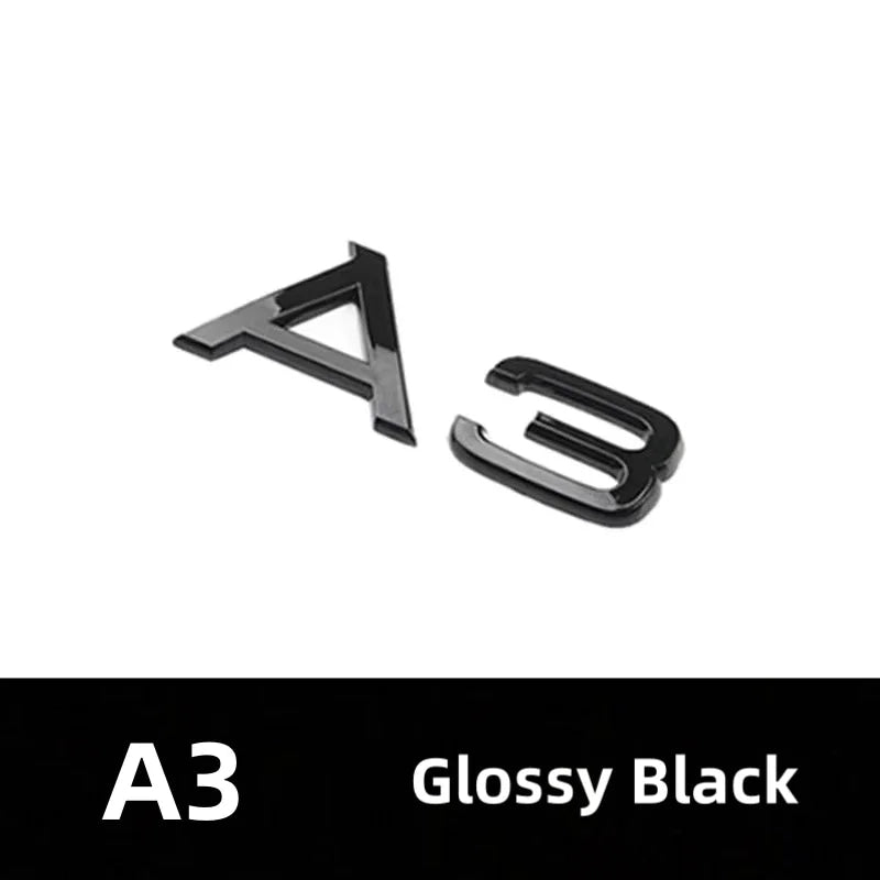 Car Rear Trunk Emblem Sticker For Audi A3 A4 A5 A6 A7 A8 Q3 Q5 Q7 Original Size Quarrto Sline Emblem ABS Black Refit Accessories