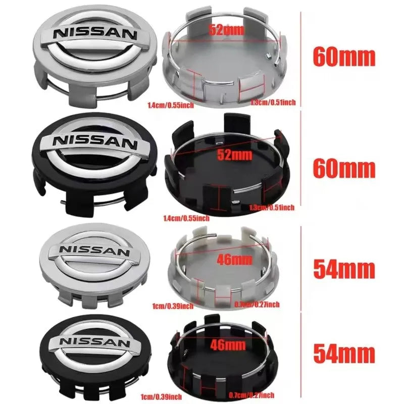 4Pcs 54/60mm Car Wheel Center Hub Caps Cover For Nissan Qashqai Juke Pulsar Sentra Altima Patrol Micra Replacement Accessorie
