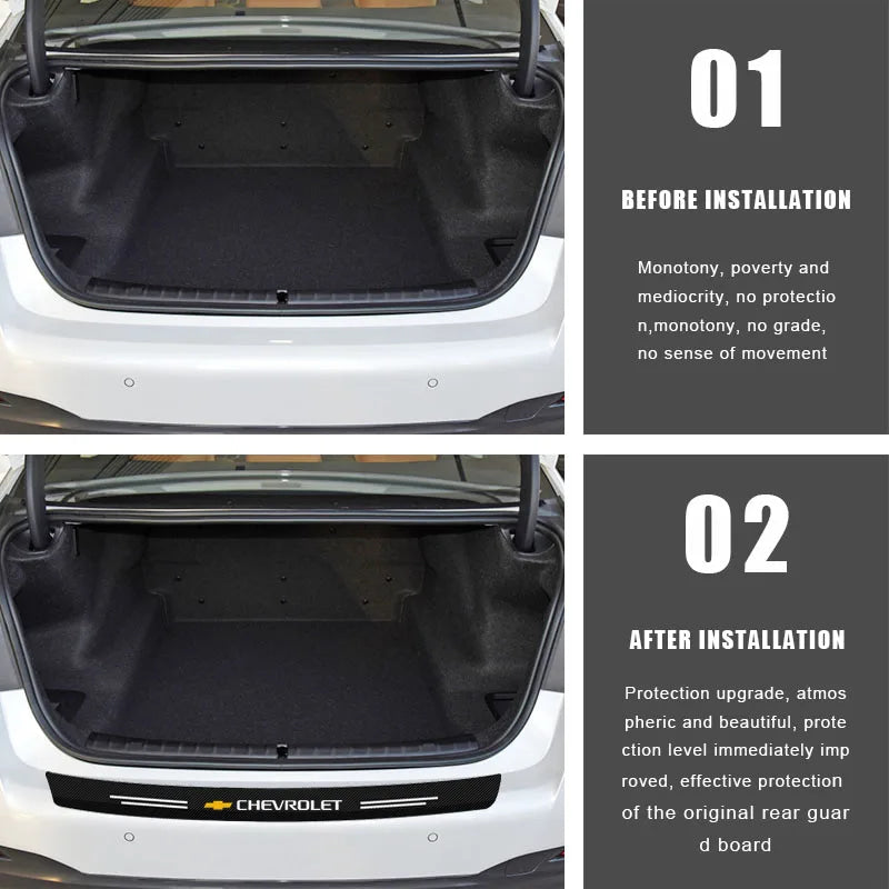 Carbon Fiber Car Rear Bumper Trunk Guard Protected Sticker for Chevrolet Malibu Captiva Cavalier Onix Aveo Silverado Chevy Tahoe