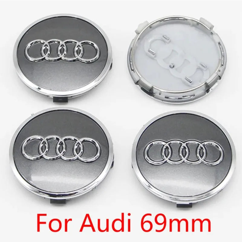 4PCS 60mm 61mm 68mm 69mm 77mm Car Wheel Center Cap Hub Cover Badge For Audi A6 A3 A4 A5 A6 Q2L Q3 Q5 Q7 Q8 R8 Hubcap Accessories