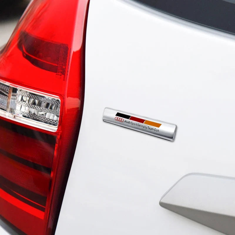 Car Metal Logo Front Grill Badge Decal For Audi Sline A3 A1 A4 B8 B7 A6 C7 A5 A7 A8 B9 B6 C6 Q2 Q3 Q5 Emblem Sticker Accessorie