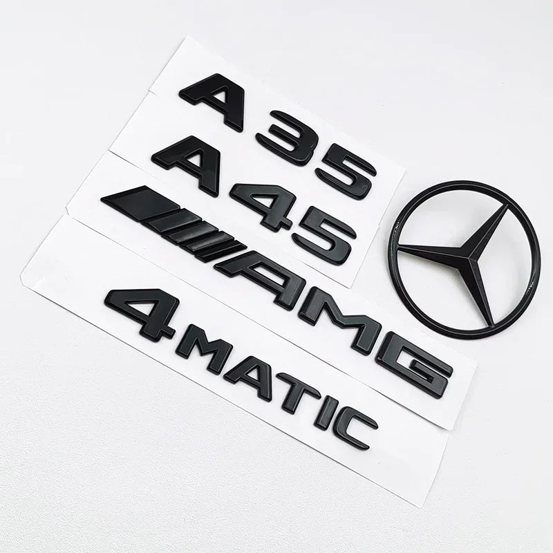 3D ABS Black A35 A45 A160 A180 A200 A250 Logo Letters 4MATIC Badge Car Rear Star Sticker AMG Emblem For Mercedes Benz