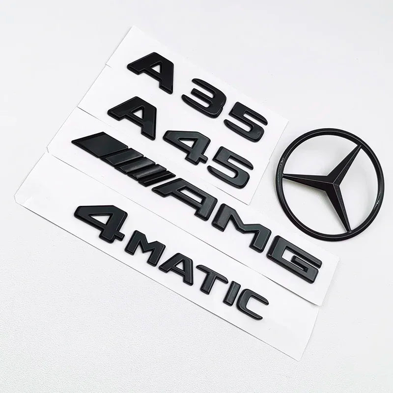 3D ABS Black A35 A45 A160 A180 A200 A250 Logo Letters 4MATIC Badge Car Rear Star Sticker AMG Emblem For Mercedes Benz