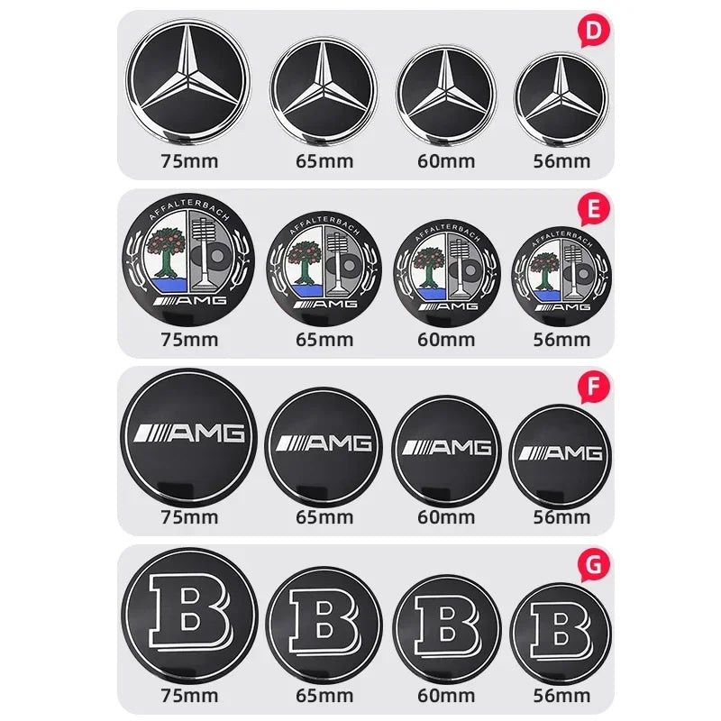 56mm 60mm 65mm 75mm Car Wheel Center Hub Caps Cover Rim Exterior Sticker For Mercedes Benz A B C E Class GLC GLK GLE GLA CLA GLB