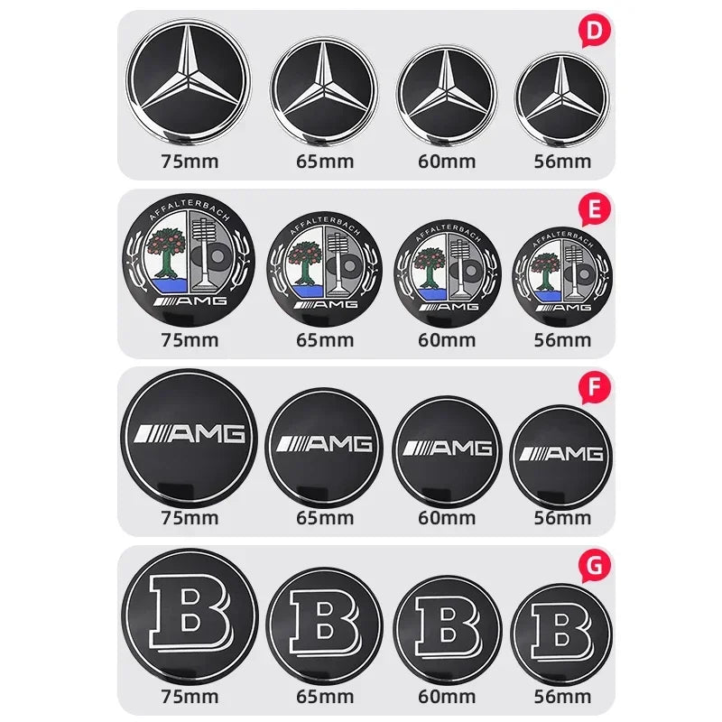 56mm 60mm 65mm 75mm Car Wheel Center Hub Caps Cover Rim Exterior Sticker For Mercedes Benz A B C E Class GLC GLK GLE GLA CLA GLB