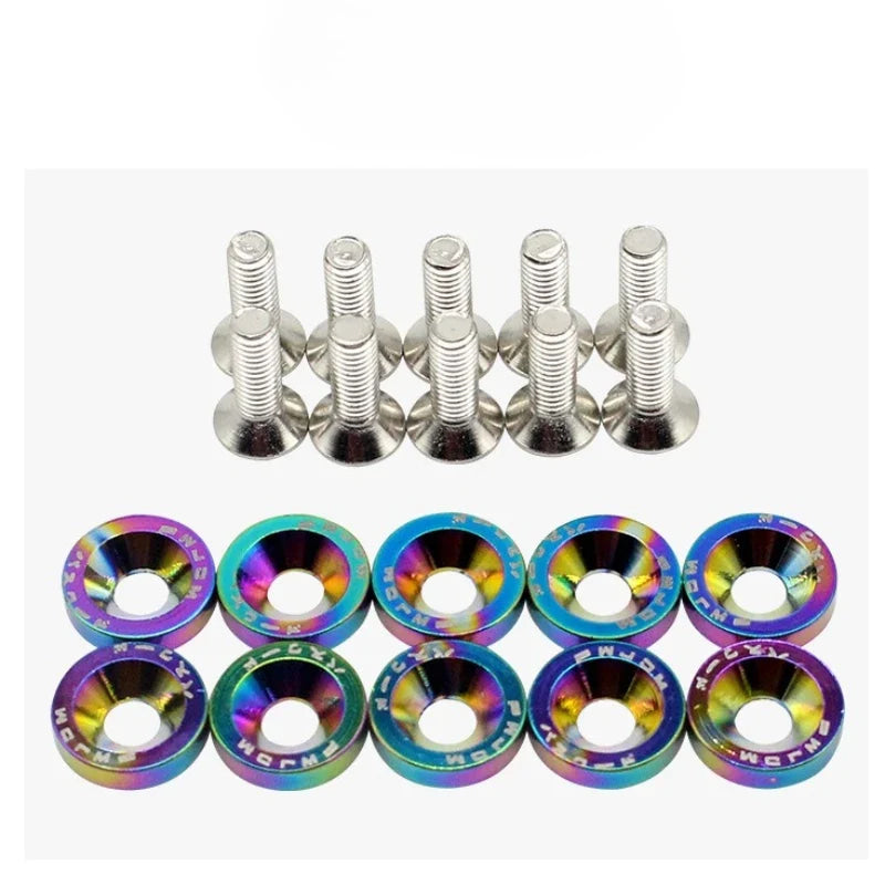 JDM Fender Washers M6 Bolt Set Car Modification Gasket Screw Fender Bumper Engine Aluminum Concave Screws Hex Fastener for Honda