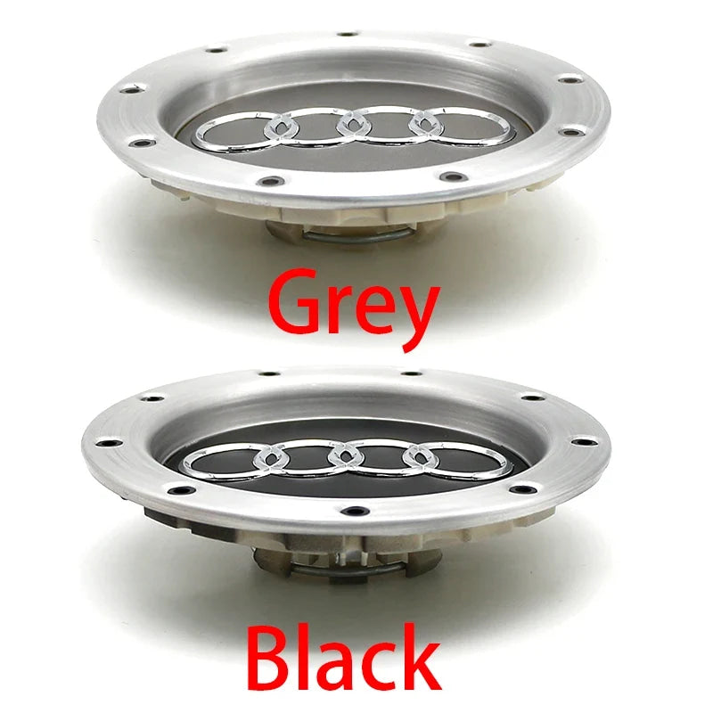 ABS 14.6CM 9 Hole Black Gray Hub Cap For Audi TT A2 A3 A8 S6 Q7 RS6 Badge Logo Hub Cap Accessories Car Large Hub Center