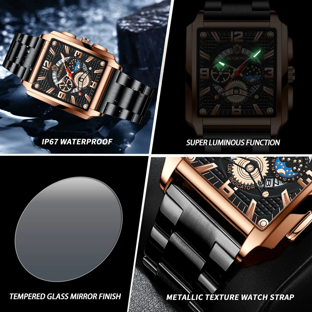 BINBOND Luxury quartz wristwatches luminous waterproof auto date chronograph men's watch business sport fashion casual reloj