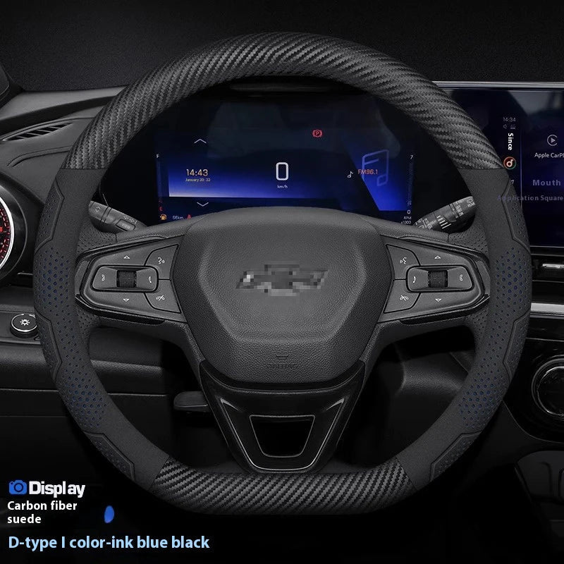 For Chevrolet Cruze Bolt Aveo Spark Onix capti Cavalier Carbon fiber Suede Microfiber Car Steering Wheel Cover Auto Accessories