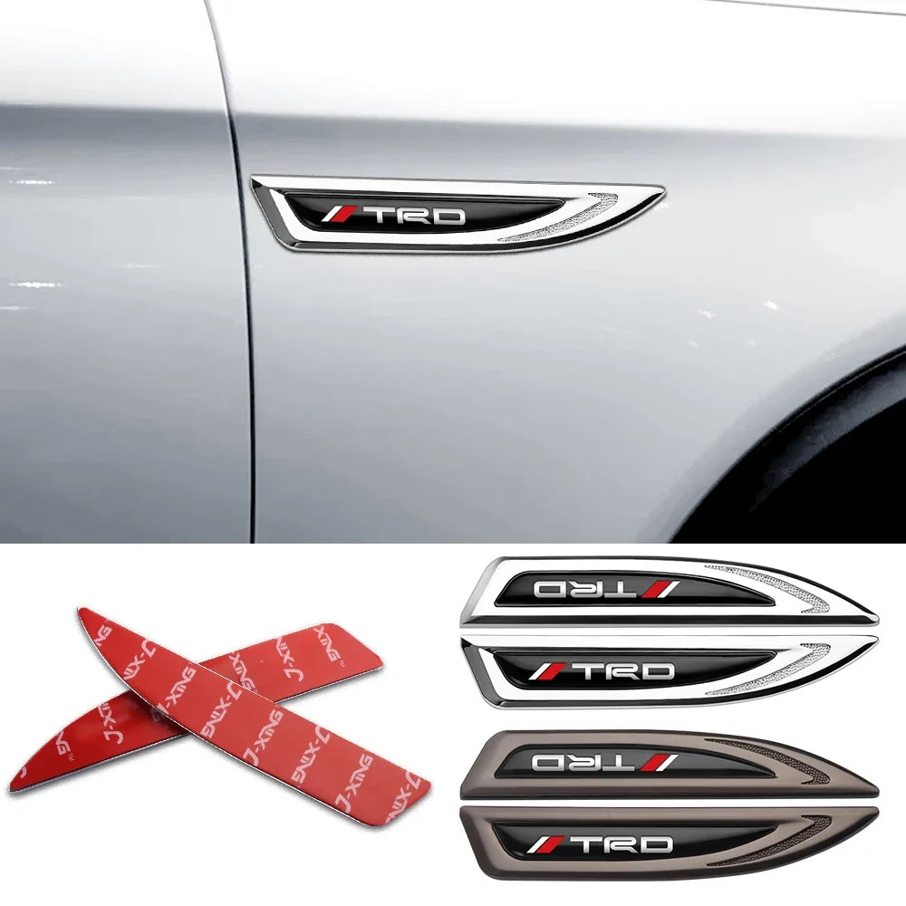 2Pcs Car Metal Car Wing Side Emblem Fender Stickers For Toyota Rav4 TRD Prado Hilux Corolla Auris Prius Camry Venza