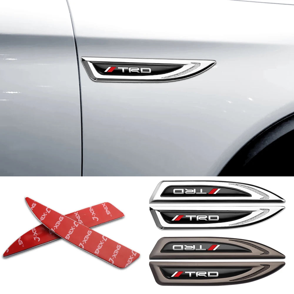 2Pcs Car Metal Car Wing Side Emblem Fender Stickers For Toyota Rav4 TRD Prado Hilux Corolla Auris Prius Camry Venza