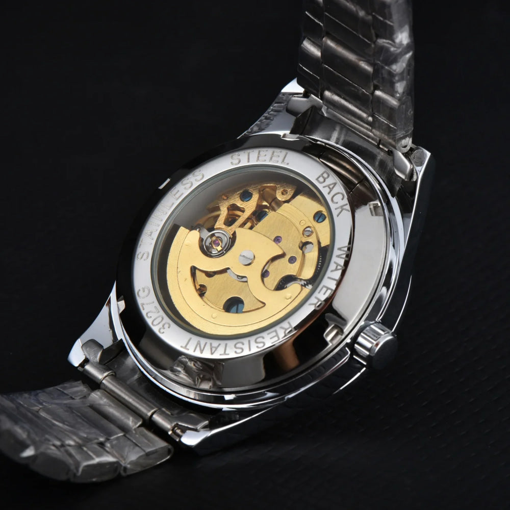 Orient Watch  Double Lion Japanese Fully Automatic Mechanical Watch Hollowed Out Business Men's Watch Stainless Steel Strip