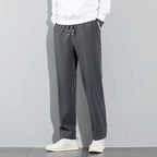 Pantalones de seda de hielo para hombre, novedad de verano 20225, pantalones informales de negocios finos negros y grises, pantalones de chándal de pierna recta transpirables elásticos para exteriores