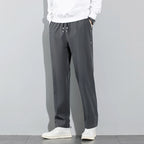Pantalones de seda de hielo para hombre, novedad de verano 20225, pantalones informales de negocios finos negros y grises, pantalones de chándal de pierna recta transpirables elásticos para exteriores