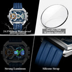 POEDAGAR Top Luxury Men Clock LED Calendar Week Luminous Man Wristwatch Electronic Rectangle Silicone Strap Quartz Men's Watches