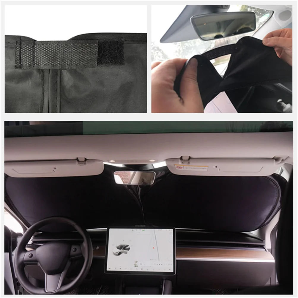 For Tesla Model 3 Y X S Car Front Windshield Sunscreen Window Sunscreen Visor Sun Shade Blocks UV Rays Protection Parasol Coche