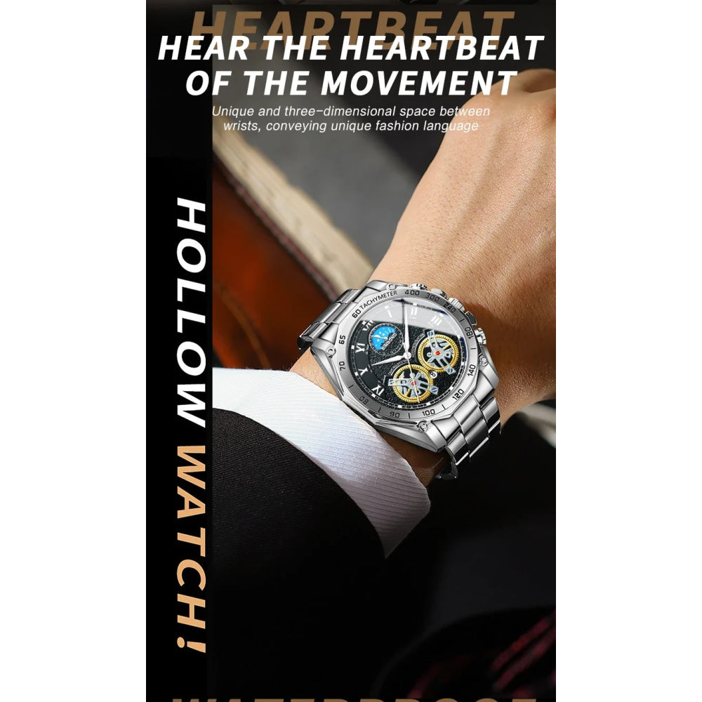 BINBOND Luxury Men Quartz Watches Fashion Concept Decorative Dial Casual Military Sports Wristwatch Waterproof Men's Clock