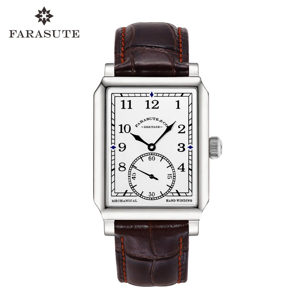 FARASUTE 2026 New Retro Wristwatches Men Casual Manual Square Customized Mechanical Movement Watch Male Sapphire Glass reloj