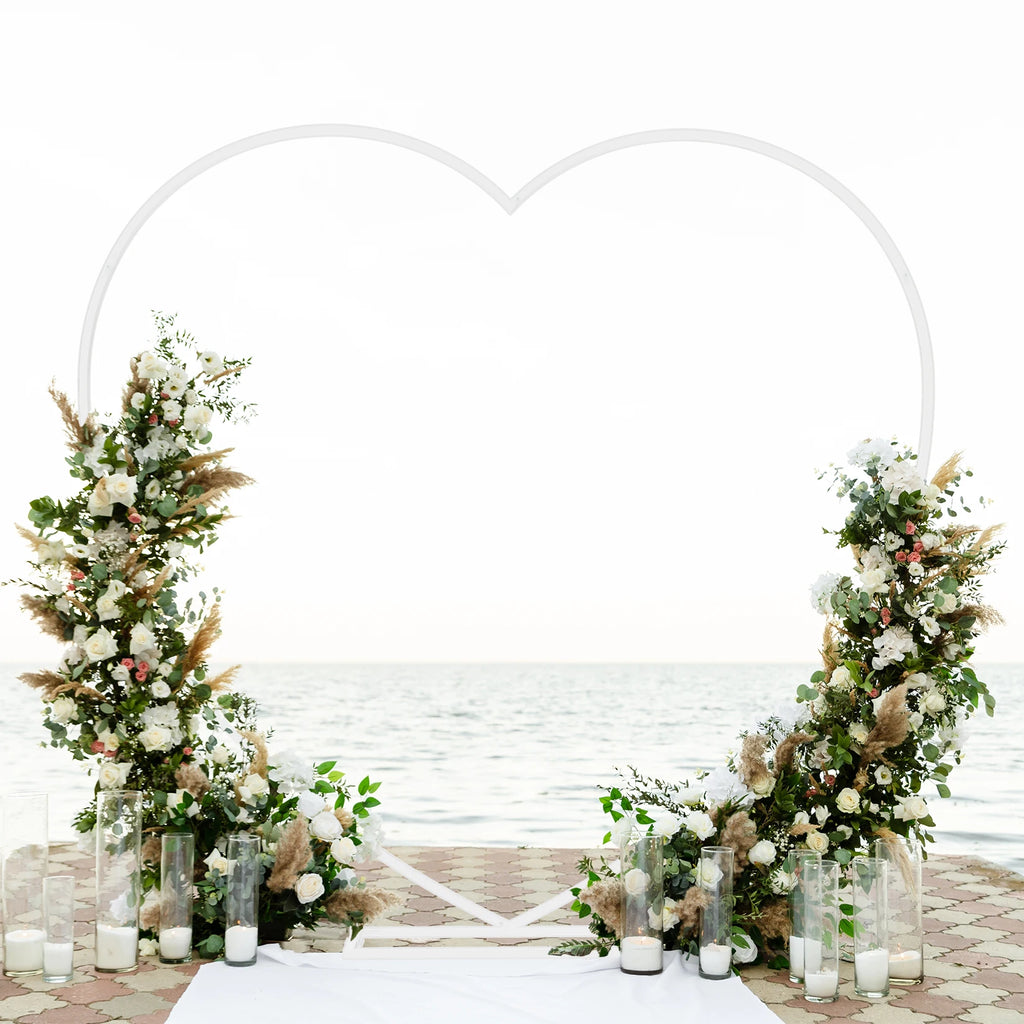 Soporte de fondo de arco de globo de boda de Metal en forma de corazón, marco de decoración de fiesta, soporte de fondo de flores