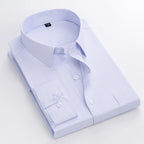 Men's long-sleeved shirt loose version flat hem striped business formal middle-aged and elderly straight shirt