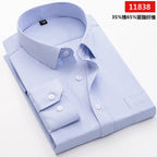 Men's long-sleeved shirt loose version flat hem striped business formal middle-aged and elderly straight shirt