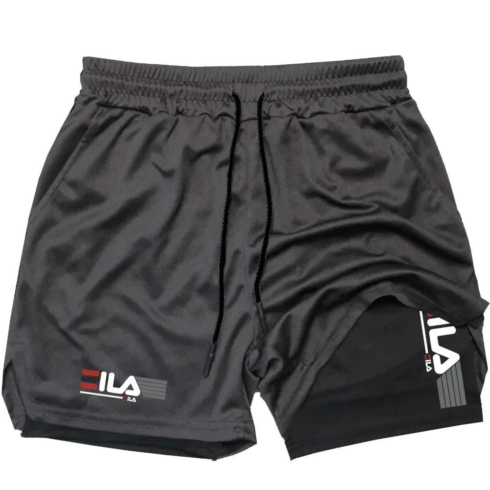 Pantalones cortos deportivos dos en uno para hombre, ropa deportiva transpirable e informal de secado rápido, de doble capa, para correr, M-3XL