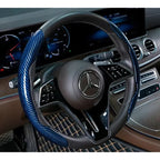 2/3PCS Laser Carbon Fiber Silicone Car Steering Wheel Cover 1K Micro Fiber Leather PVC Wheel Booster Cover Non-Slip Universal