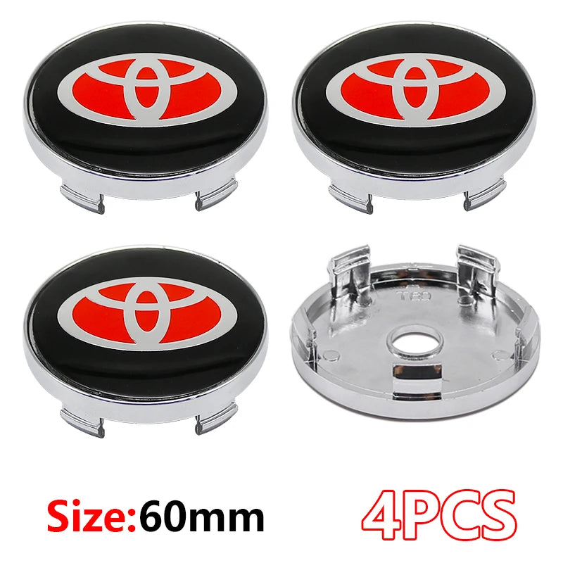 4Pcs Car Wheel Center Hub Caps Emblem Badge Rim Dust Cover For Toyota Corolla Camry Highlander Yaris Prius CHR Auto Accessories