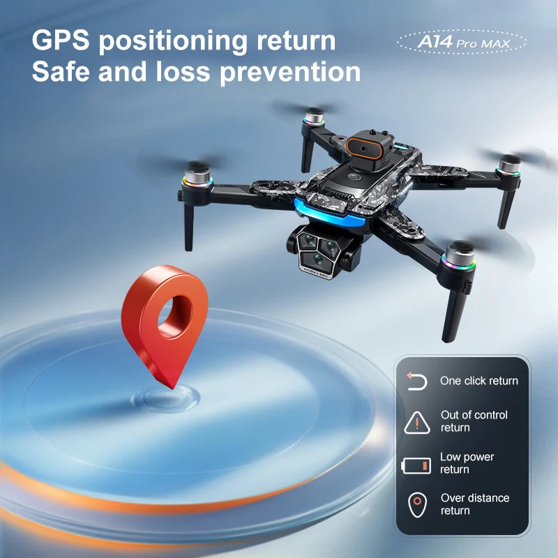 Xiaomi A14 Pro Max Drone aéreo 8K HD cámara Dual 5G WIFI GPS Motor sin escobillas flujo óptico evitación de obstáculos RC Drone 10000M