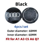 For Audi 60/61/68/69/77MM 4pcs Car Wheel Center Hup Cap Cover A4 A6L A7 A8 A3 A5 A6 S3 S4 Q3 Q5 Q5L Q7 Modification