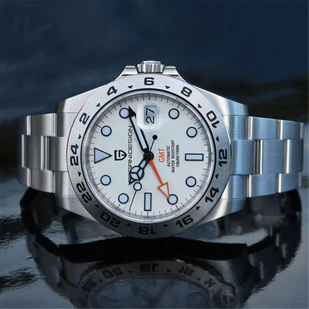 PAGANI Design 2025 nuevo Reloj GMT de 42MM, relojes mecánicos automáticos para Hombre, Reloj resistente al agua de acero inoxidable con zafiro, Reloj para Hombre