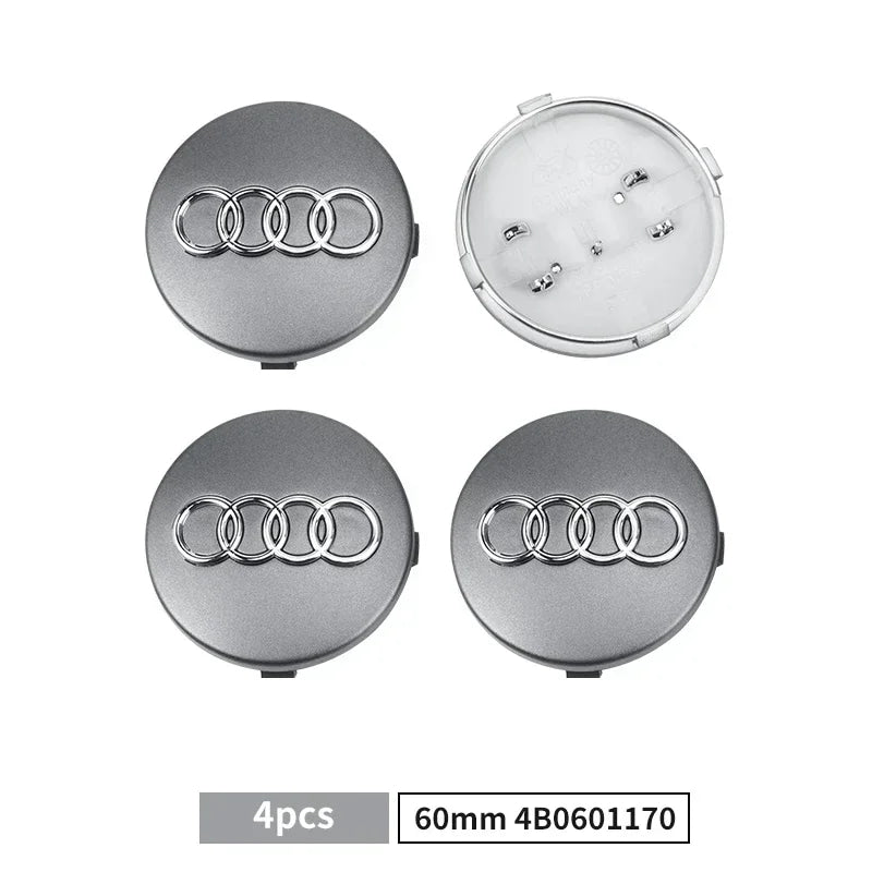 For Audi 4pcs 60mm Car Styling Audi Wheel Center Cap Emblem Hub Covers Badge For Audi B5 B6 B7 B8 B9 D3 Q3 Q5 Q7 TT A1 A3 A4 A5