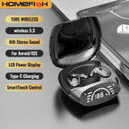 HOMEFISH Sleep Wireless Earbuds Bluetooth 5.3 Ultra - Thin Painless Wear ENC Noise Cancelling Long Battery with LED Display