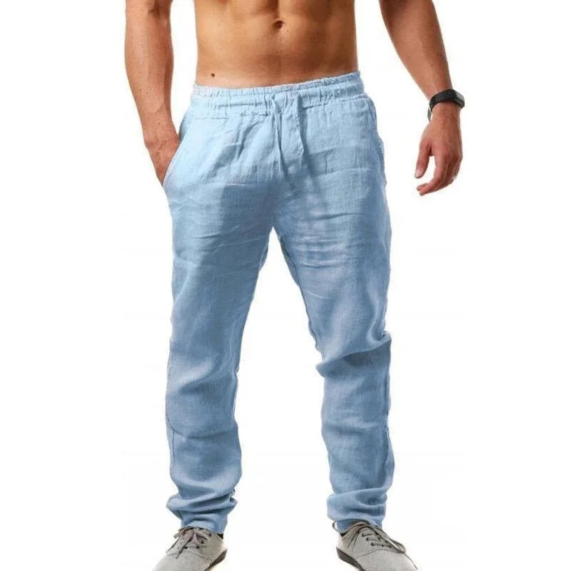 2025 new men's cotton and linen pants, loose and cool casual pants, elastic waist pants, casual oversized street wear, lightweig