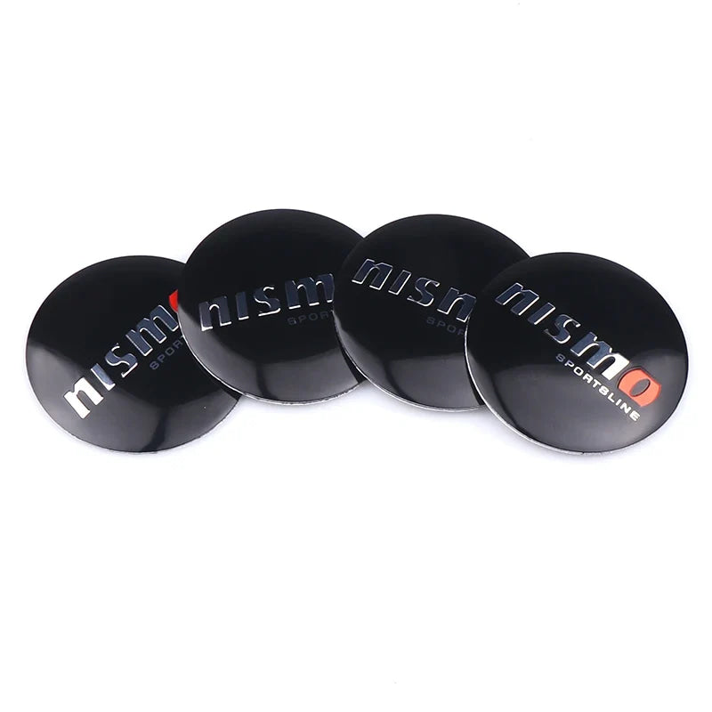 4Pcs 56 60MM Car Emblem Wheel Hub Caps Stickers Hubcap Badge Decals For Nissan Nismo X-trail Almera Tiida Patrol Teana J32 GTR