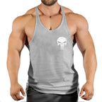 Mens Bodybuilding Faux Cotton Tank Top Gym Fitness Sports Sleeveless Top Skull Print Breathable Tank Top Mens Summer Tank Top