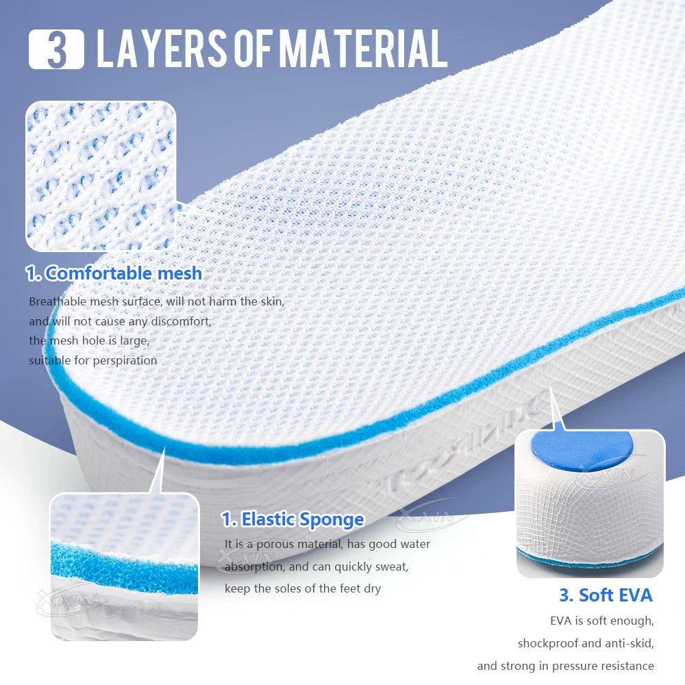 Plantillas de espuma viscoelástica para aumento de altura, almohadillas para zapatos, talla 35-46, 1,5/2,5/3,5 cm, para hombre y mujer