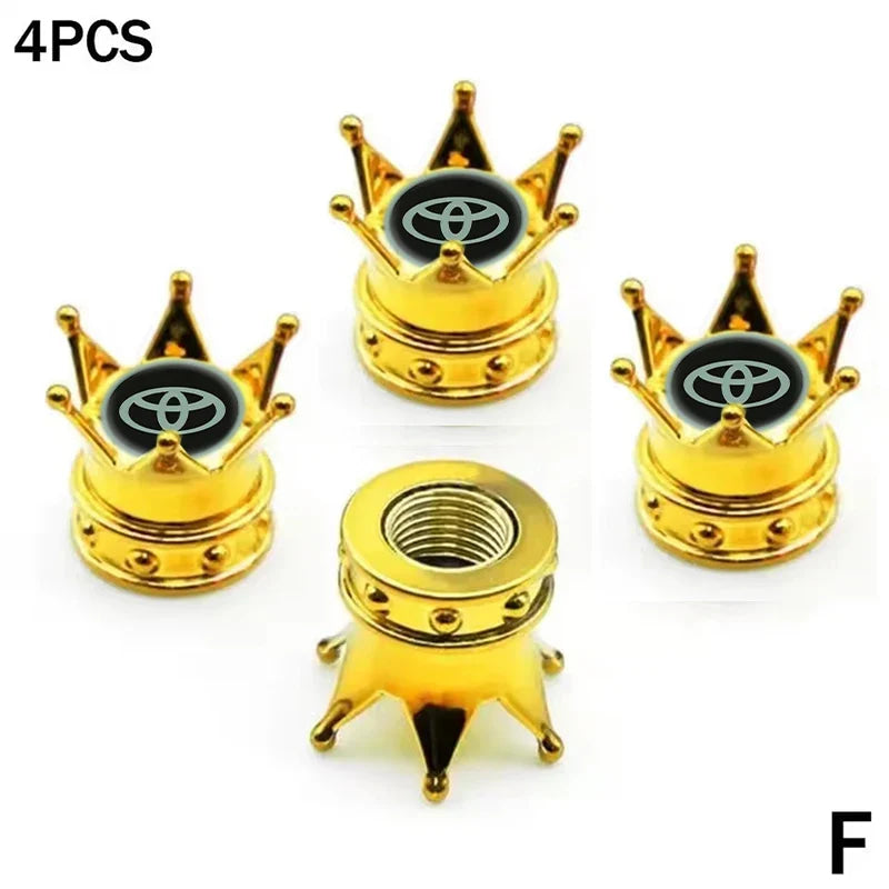 4PCS Crown Style Tire Valve Stem Caps, Air Caps Cover, Aluminum Alloy Dustproof And Waterproof Valve Caps Cover For All Toyota