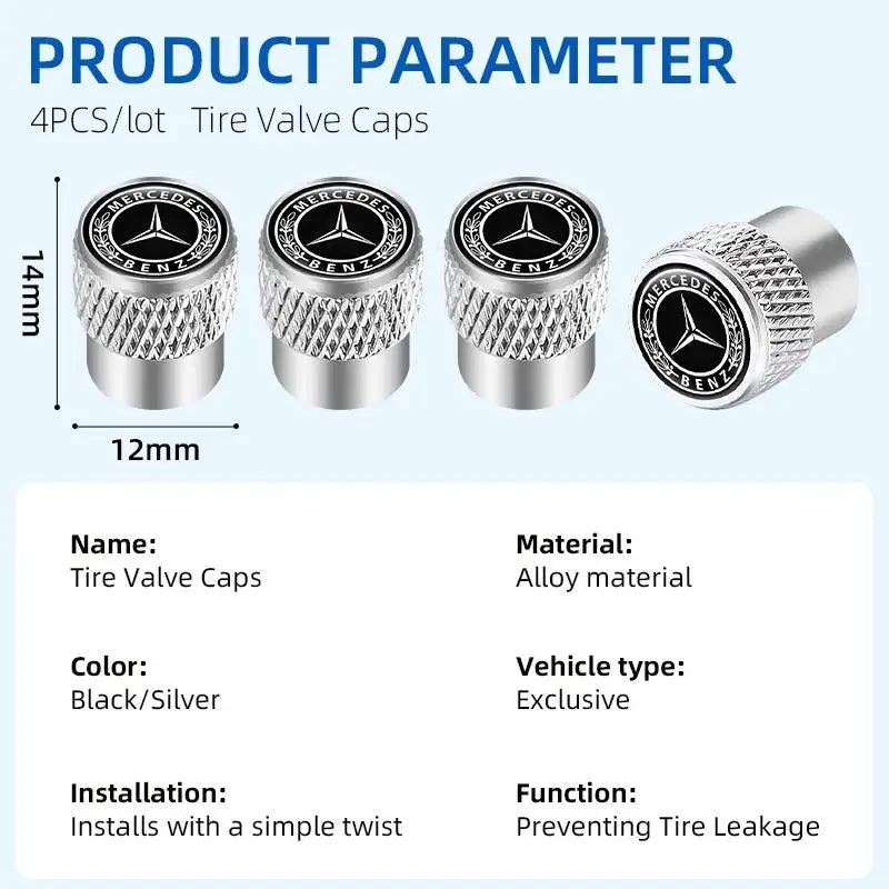Car Wheel Stem Air Valve Cap Tire Dust Cover for Mercedes Benz W202 W203 W204 W208 W210 Accessories Interior Mouldings XSQMM-BEZ