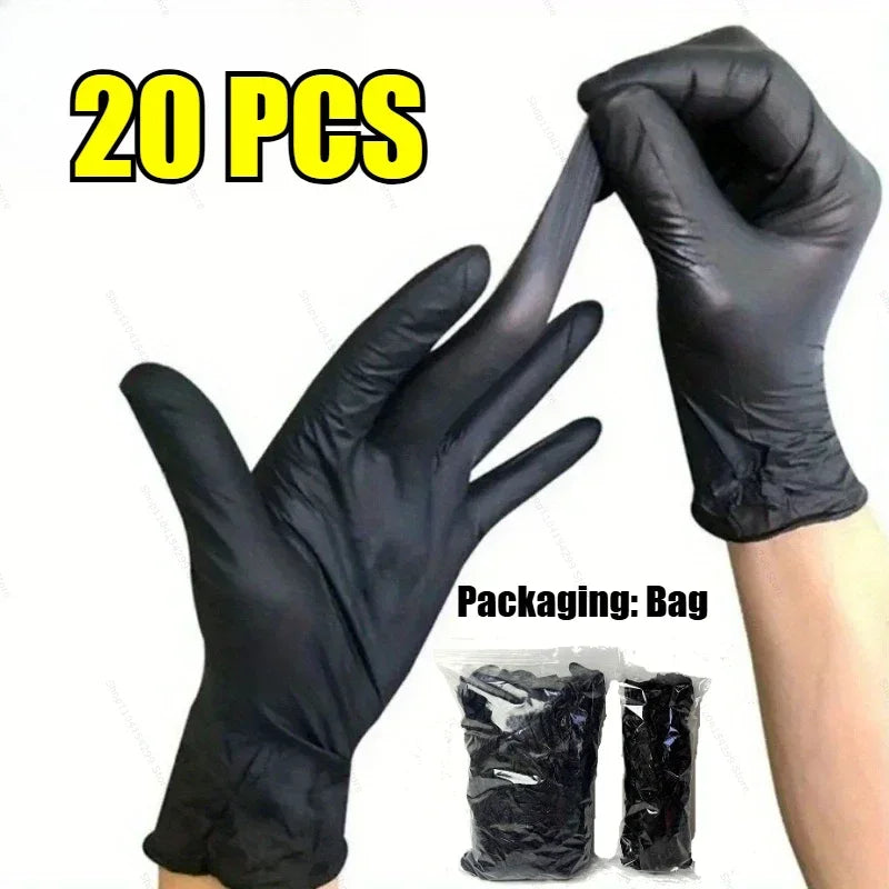Guantes Desechables en Bolsa, 20/100/200 Unidades, Guantes Negros Desechables para Cocina, Herramientas de Cocina, Lavado de Autos, Limpieza del Hogar