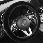 SEAMETAL Winter Warm Steering Wheel Cover Soft Plush Steer Cover Flexible Anti Slip Full-Wrapped Steering Protector for 37-39cm