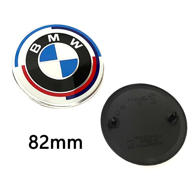 1/4/7Pcs Car Wheel Hub Center Cover Steering Wheel Center Sticker Auto Front Hood Trunk Logo For BMW 50th anniversary E36 E39