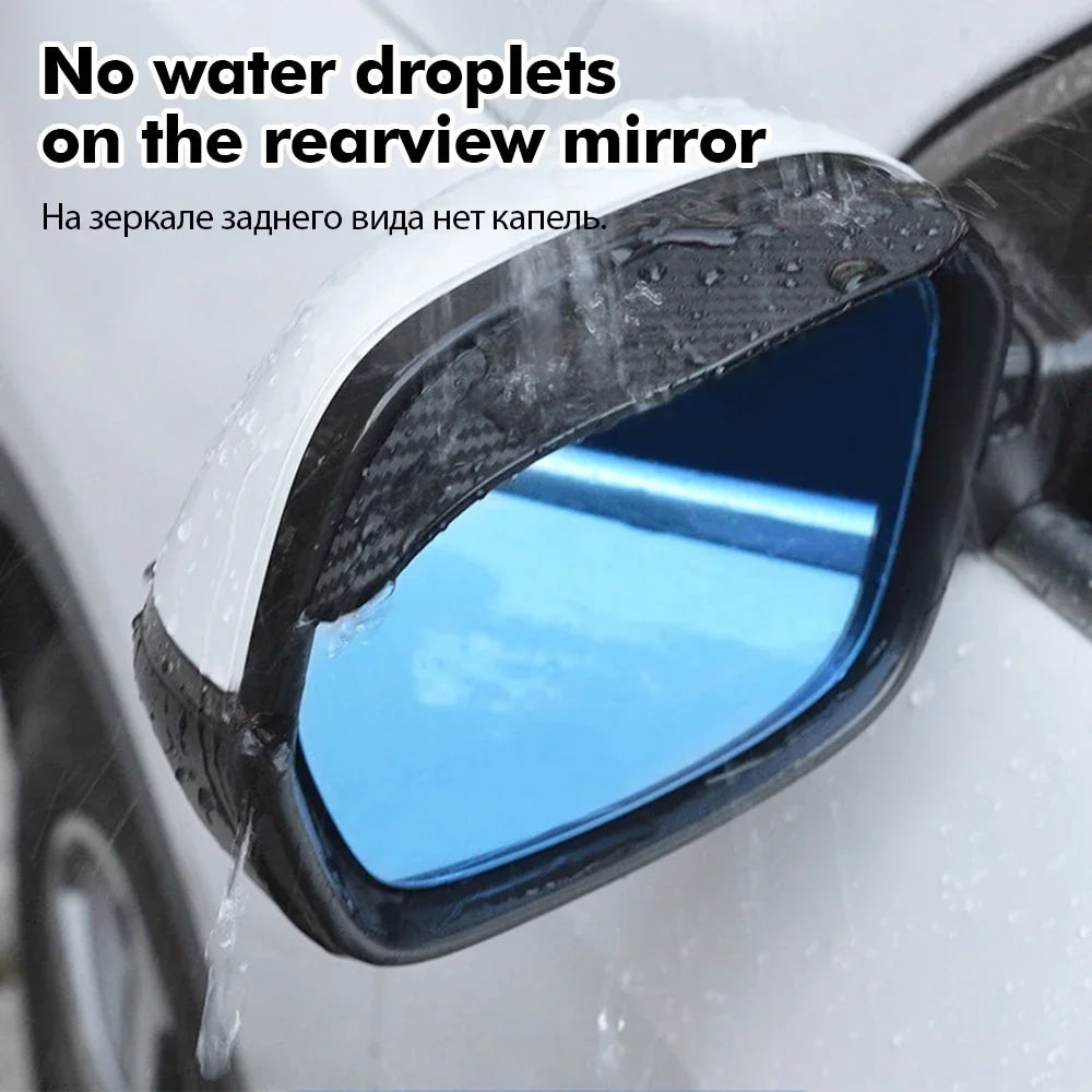 2/4Pcs Carbon Fiber Car Rearview Mirror Rain Shield Eyebrow Flexible Rearview Mirror Rain Shield Protector Eyebrow Rain Cover
