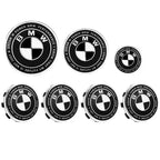 7Pcs 82mm 74mm 68mm 45mm Used For The 50th Anniversary Of BMW/new Black And White Badge ABS Badge For Wheel Rim And Hub Cap