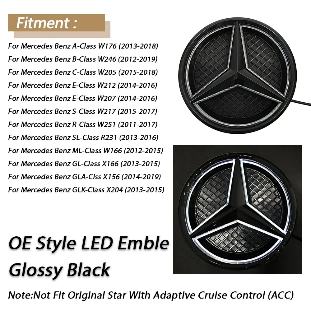 1pcs For Mercedes Benz B/C/E/S W176 W246 W205 W212 W207 W217  W166 X166 X156 X204 Front Grille Emblem Star Badge