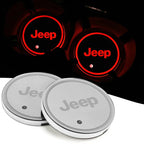 2Pcs LED Car Luminous Water Cup Pad Atmosphere Light Auto Accessories For Jeep Wrangler Renegade Compass Gladiator Cherokee Patr