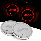 2Pcs LED Car Luminous Water Cup Pad Atmosphere Light Auto Accessories For Jeep Wrangler Renegade Compass Gladiator Cherokee Patr