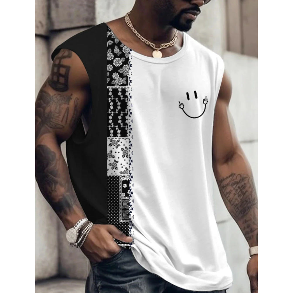 Summer New Men's Vest T Shirt Patterned Tribal Round Neck Clothing Daily Fitness Sports Vintage Sleeveless Printed Ethnic Tops