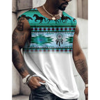 Summer New Men's Vest T Shirt Patterned Tribal Round Neck Clothing Daily Fitness Sports Vintage Sleeveless Printed Ethnic Tops